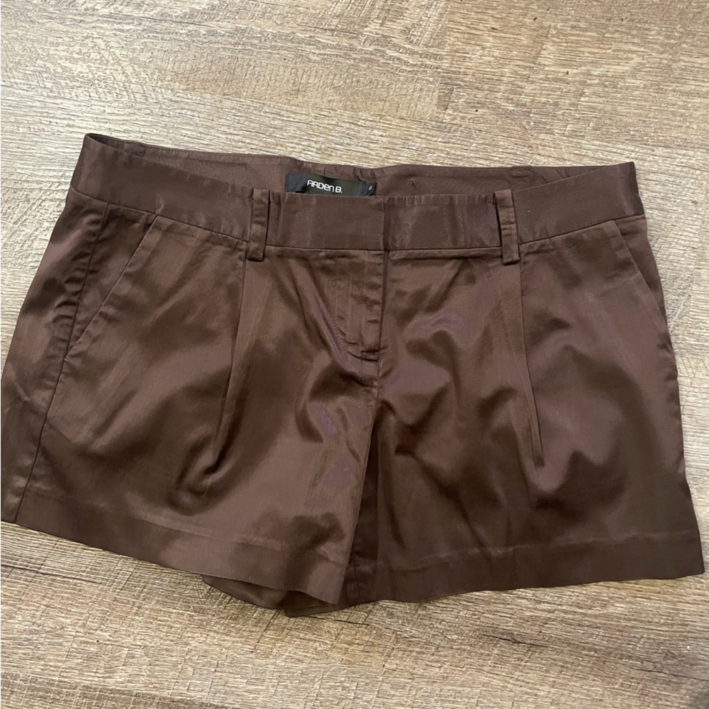 Arden B Dark Brown silk Shorts